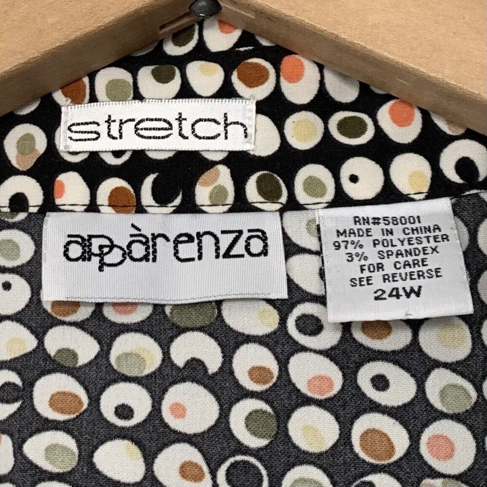 Apparenza Plus Size 24W Stretch Geometric Retro Polka Dot Artsy Y2K Disco Top